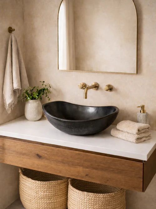 Moroccan Washbasin sink graphite grey Tadelakt