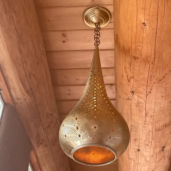 Order by Size : Moroccan Handmade Brass Ceiling Pendant Light (Kella)