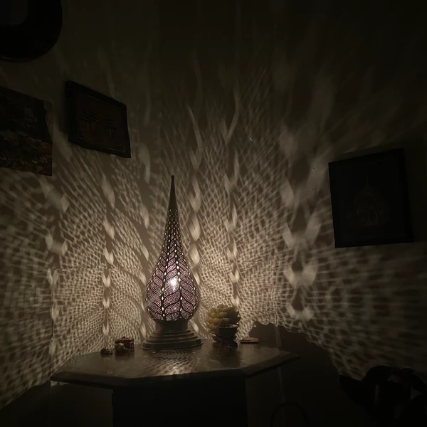 Order by Size : Moroccan Handmade Brass Table Lamp (Buthaina)
