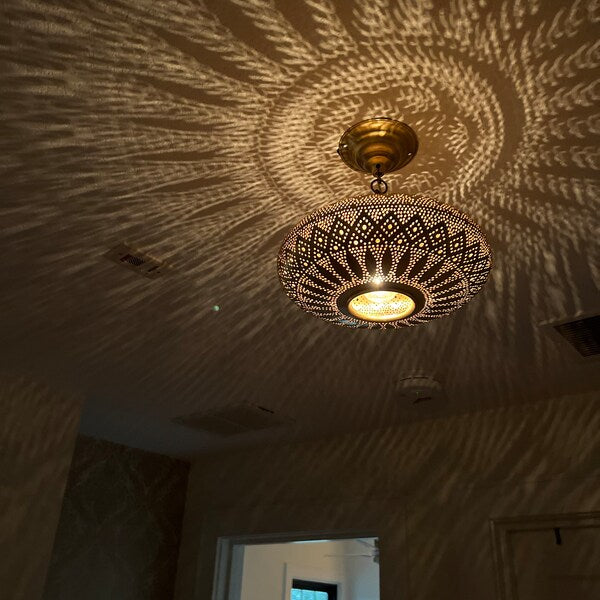 Order by Size : Moroccan Handmade Brass Ceiling Pendant Light (Sadiya)