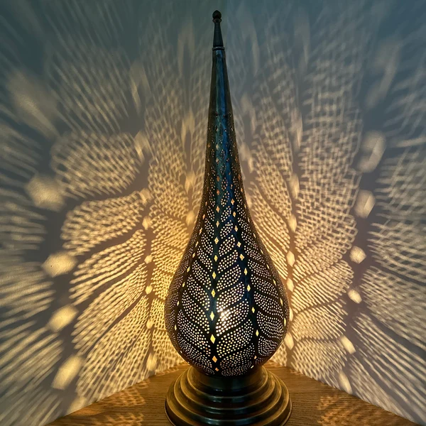 Order by Size : Moroccan Handmade Brass Table Lamp (Buthaina)