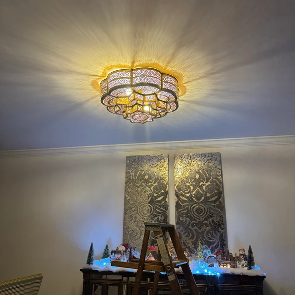 Order by Size : Moroccan Handmade Brass Ceiling Pendant Light (Ulfah)