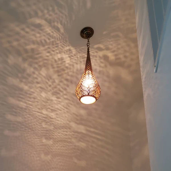 Order by Size : Moroccan Handmade Brass Ceiling Pendant Light (Kella)