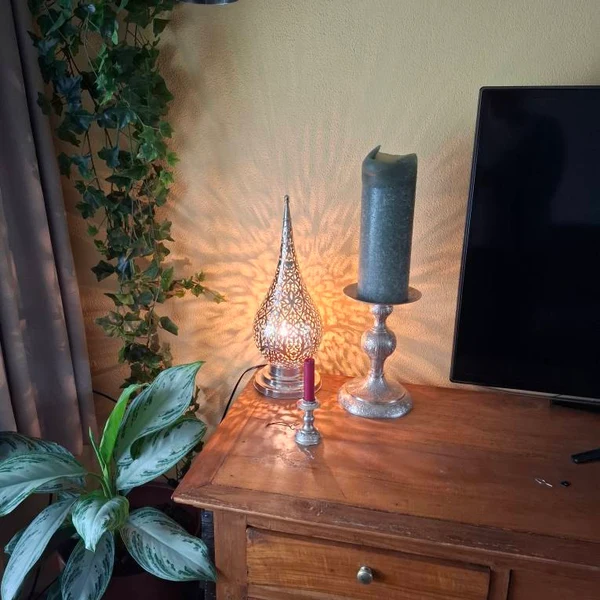 Order by Size : Moroccan Handmade Brass Table Lamp (Maram)