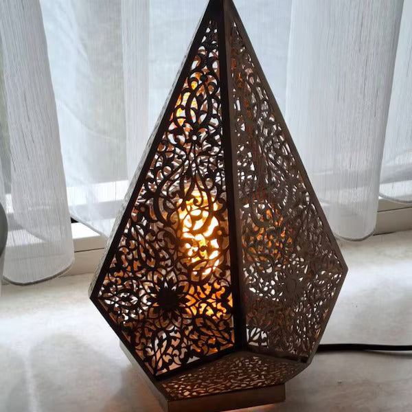 Moroccan Handmade Brass Table Lamp (Lana)