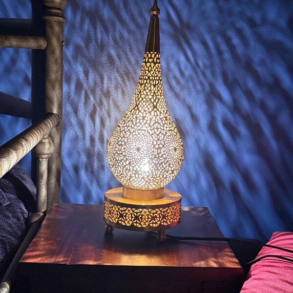 Order by Size : Moroccan Handmade Brass Table Lamp (Danah)