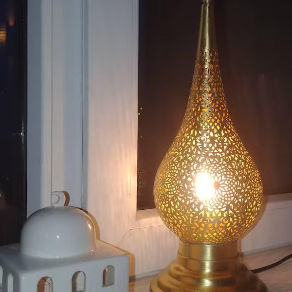 Order by Size : Moroccan Handmade Brass Table Lamp (Silia )