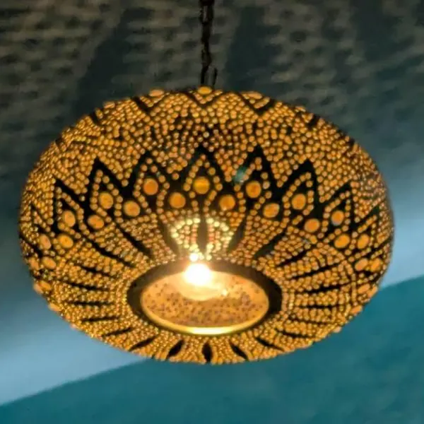 Order by Size : Moroccan Handmade Brass Ceiling Pendant Light (Tahira)