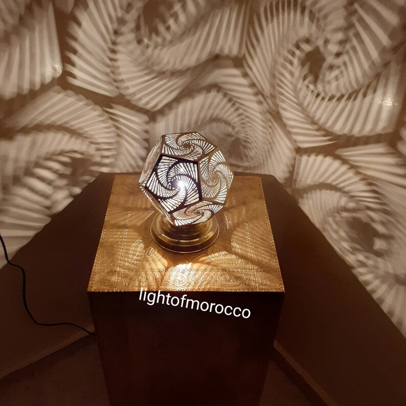 Moroccan Handmade Brass Table Lamp (Atheer)