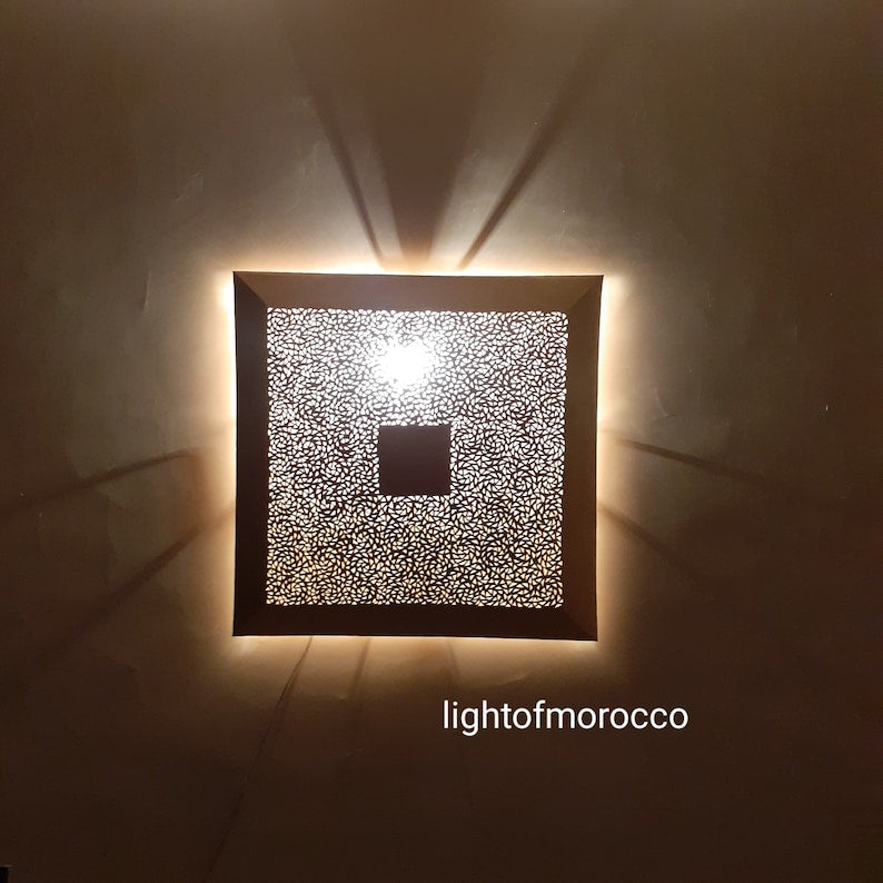 Order by Size : Moroccan handmade brass round wall light lamp (sale)