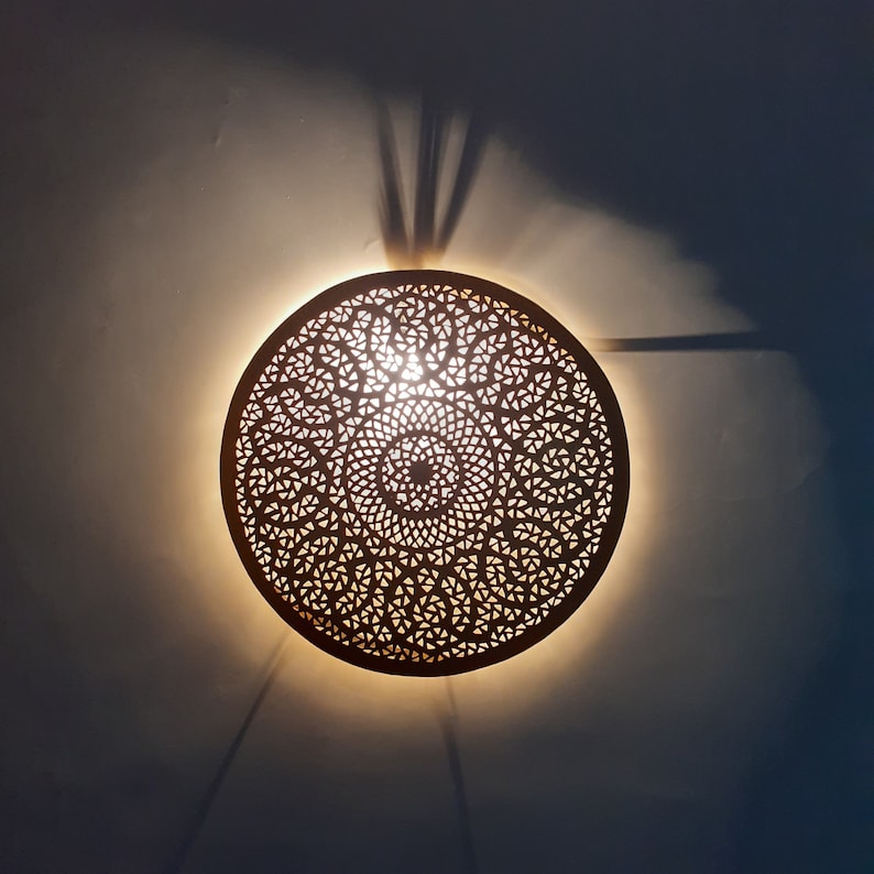 Order by Size : Moroccan handmade brass round wall light lamp ( casablanca)