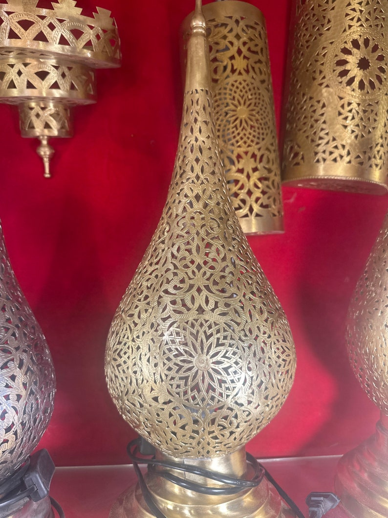 Order by Size : Moroccan Handmade Brass Table Lamp (Anoud)