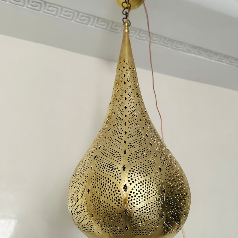Order by Size : Moroccan Handmade Brass Ceiling Pendant Light (Kella)