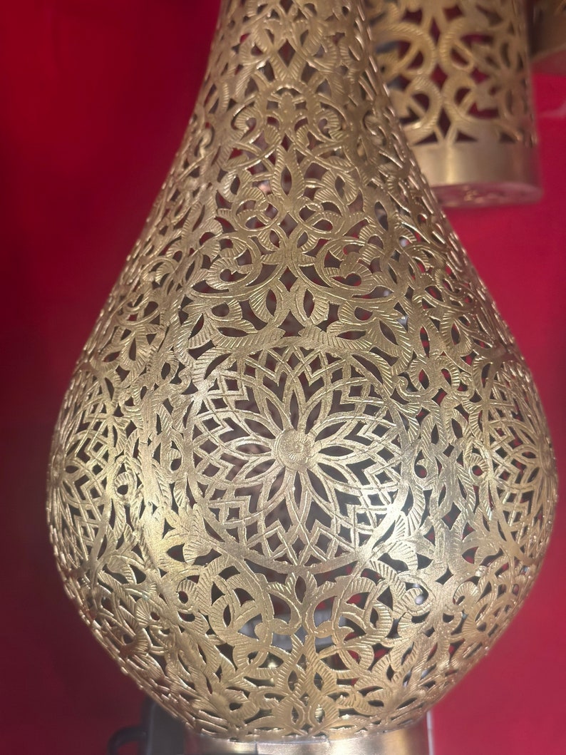 Order by Size : Moroccan Handmade Brass Table Lamp (Anoud)