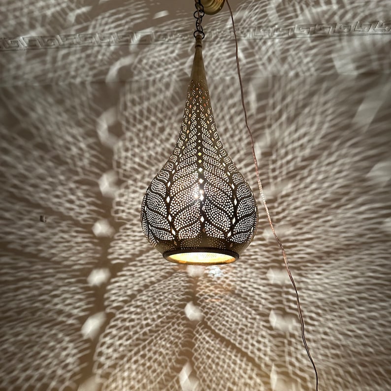 Order by Size : Moroccan Handmade Brass Ceiling Pendant Light (Kella)
