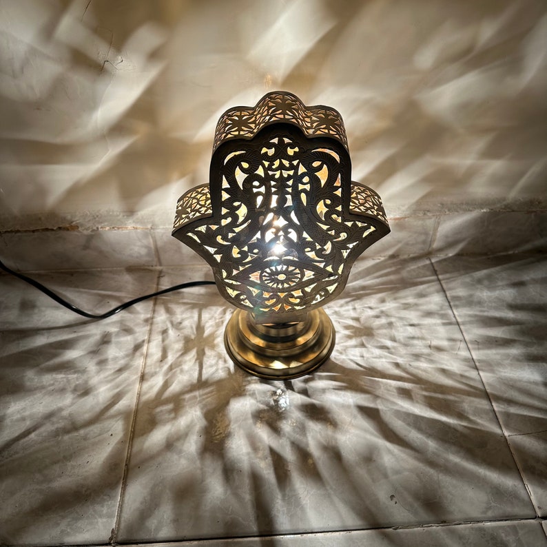 Moroccan Handmade Brass Table Lamp (Nujud)