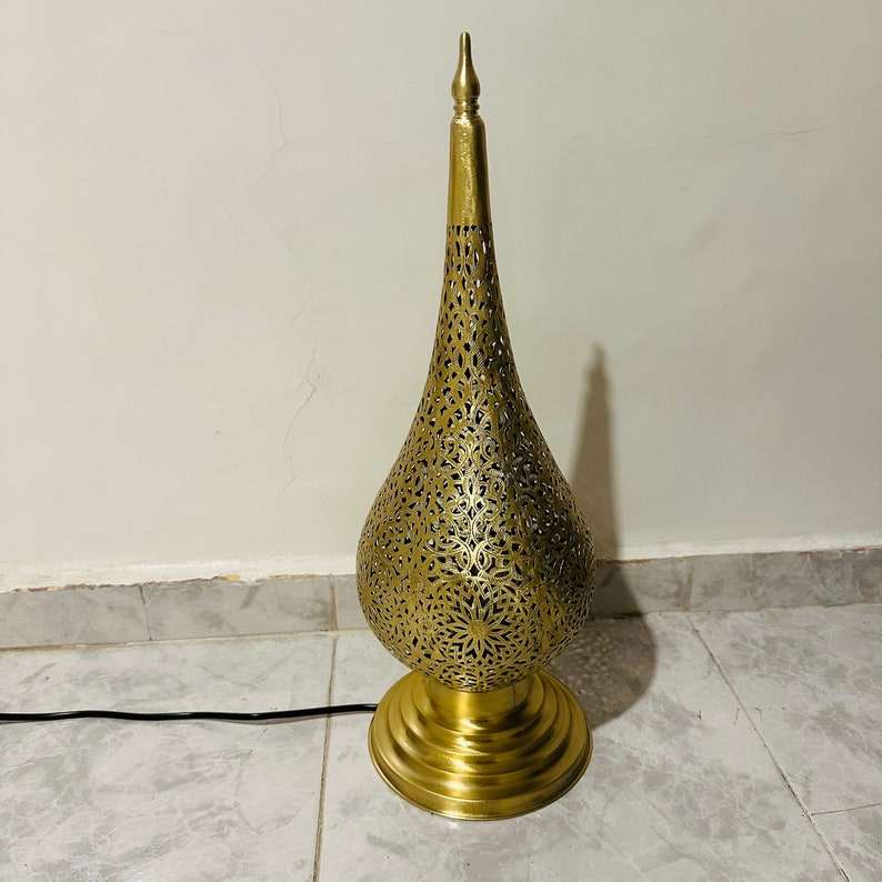 Order by Size : Moroccan Handmade Brass Table Lamp (Anoud)