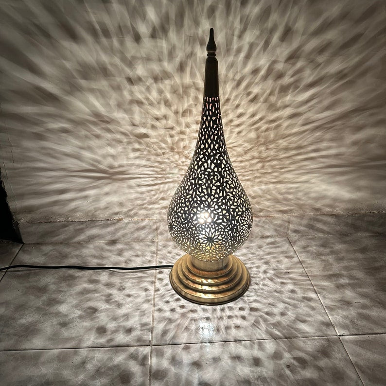Order by Size : Moroccan Handmade Brass Table Lamp (Anoud)