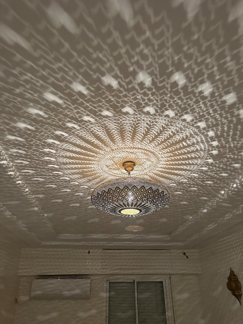 Order by Size : Moroccan Handmade Brass Ceiling Pendant Light (Sadiya)