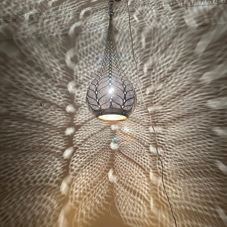 Order by Size : Moroccan Handmade Brass Ceiling Pendant Light (Kella)