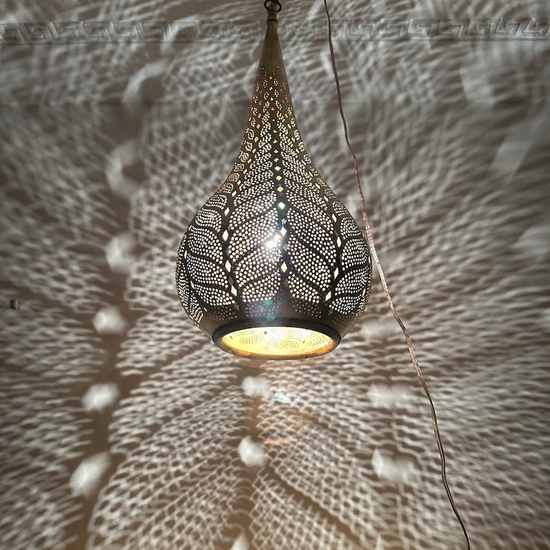 Order by Size : Moroccan Handmade Brass Ceiling Pendant Light (Kella)