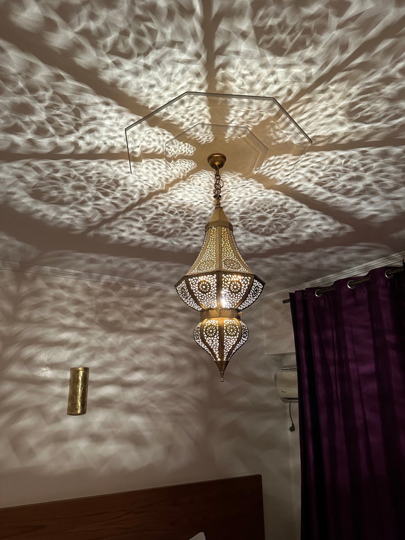 Order by Size : Moroccan Handmade Brass Ceiling Pendant Light (Izza)