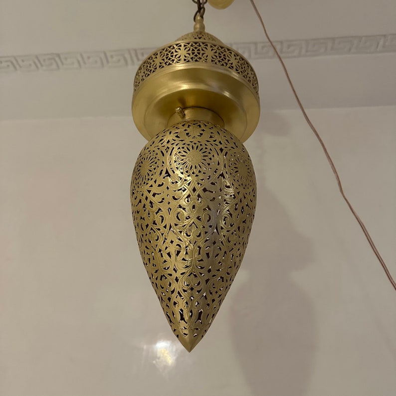 Moroccan Handmade Brass Ceiling Pendant Light (Tella)