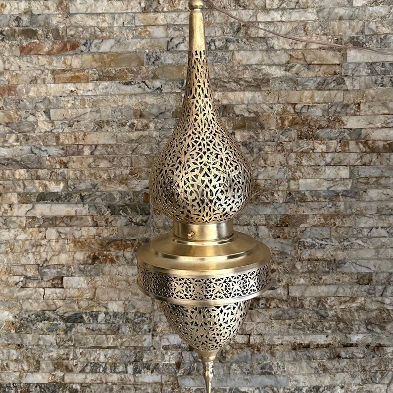 Order by Size : Moroccan Handmade Brass Ceiling Pendant Light (Tislit)