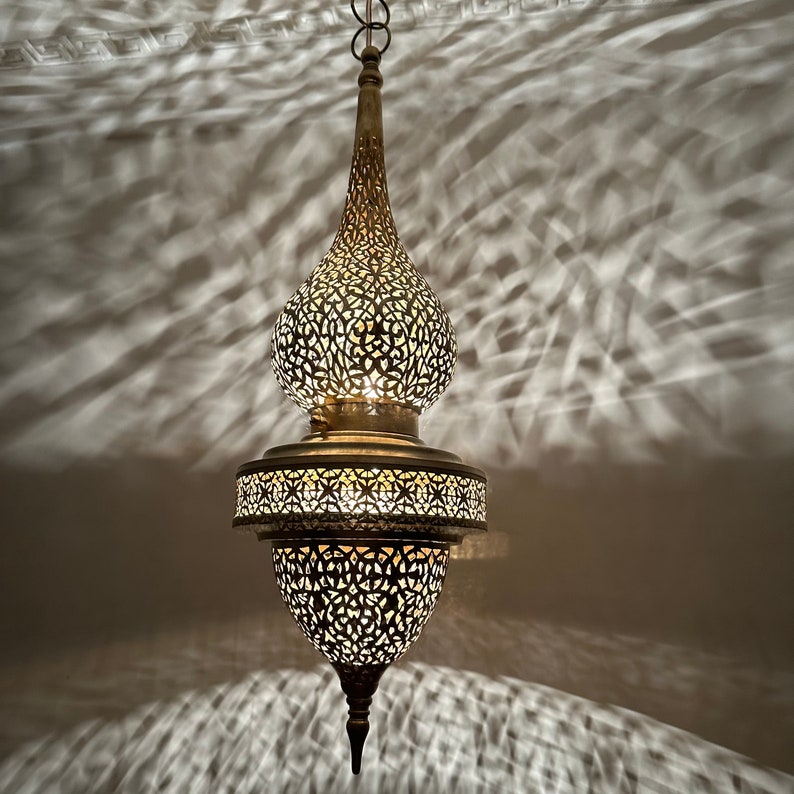 Order by Size : Moroccan Handmade Brass Ceiling Pendant Light (Tislit)