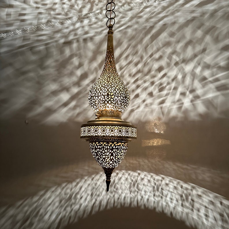 Order by Size : Moroccan Handmade Brass Ceiling Pendant Light (Tislit)