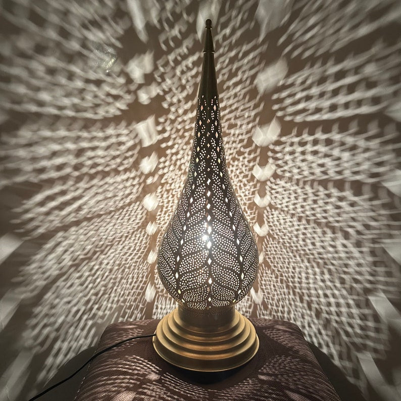Order by Size : Moroccan Handmade Brass Table Lamp (Buthaina)