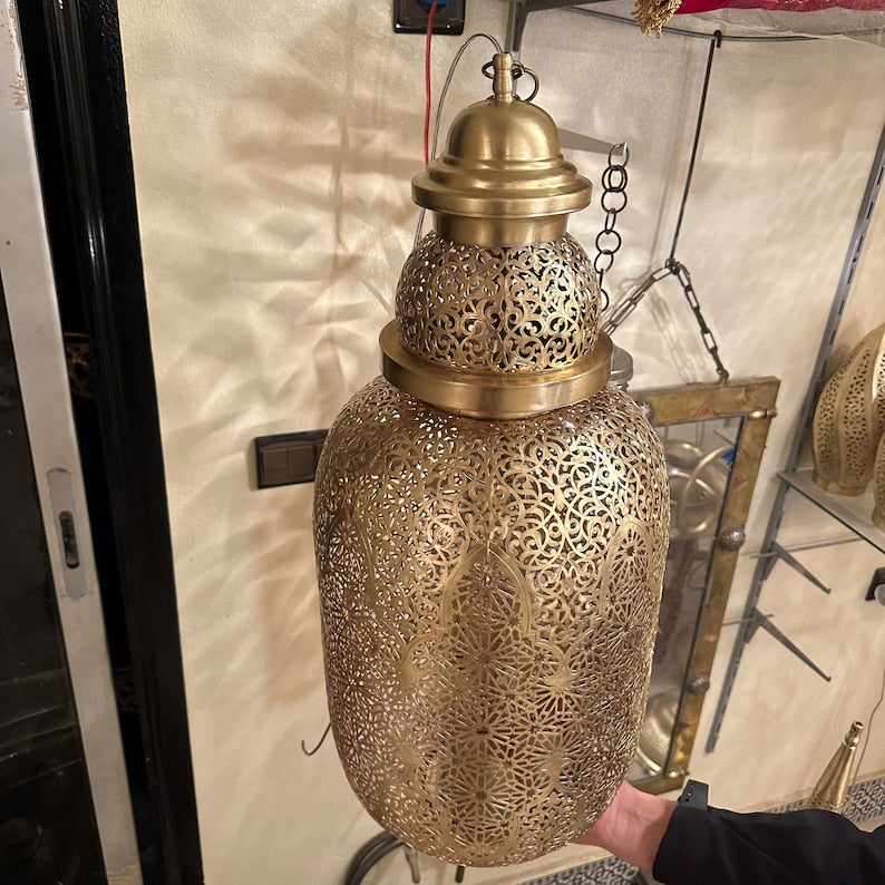 Order by Size : Moroccan Handmade Brass Ceiling Pendant Light (Inas)