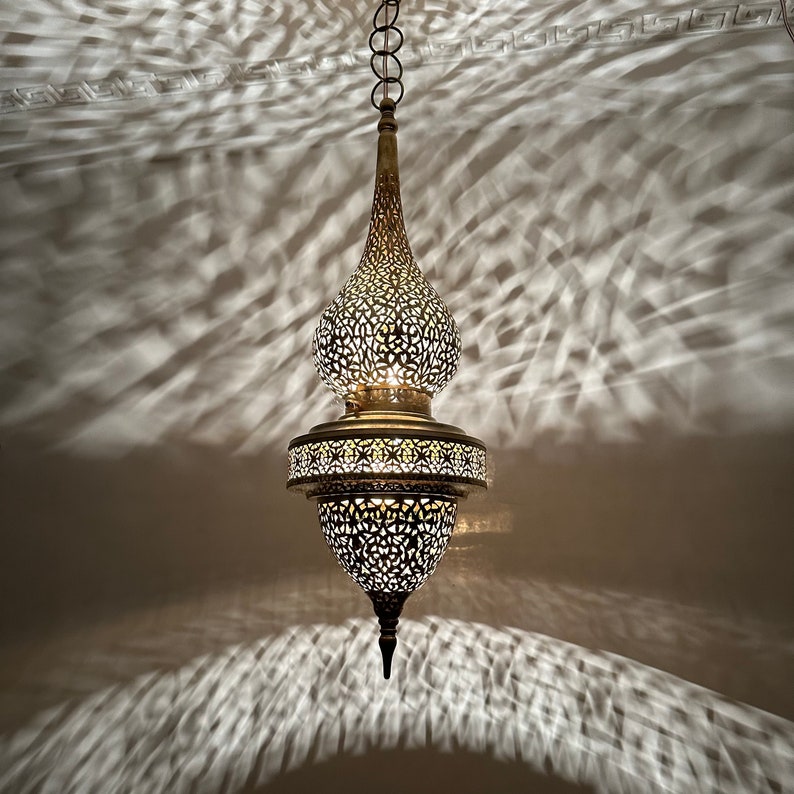 Order by Size : Moroccan Handmade Brass Ceiling Pendant Light (Tislit)