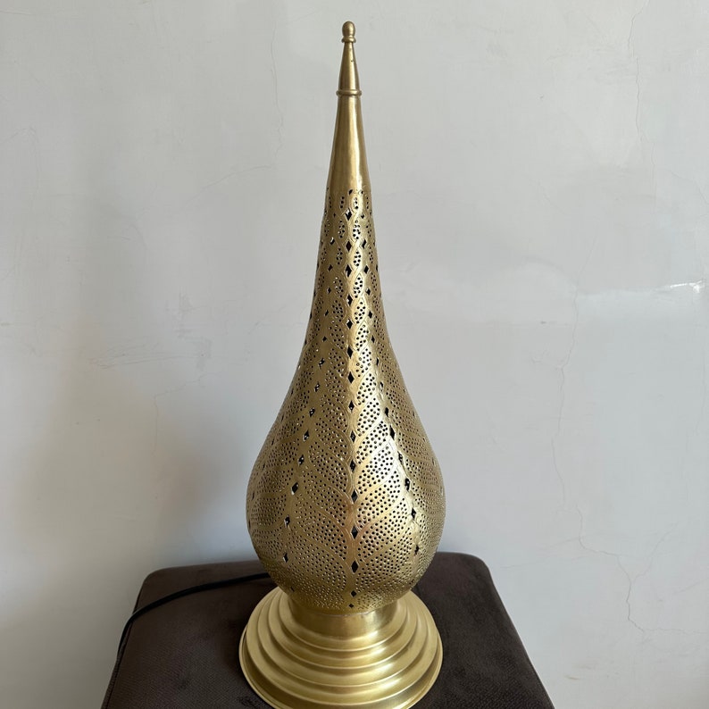 Order by Size : Moroccan Handmade Brass Table Lamp (Buthaina)