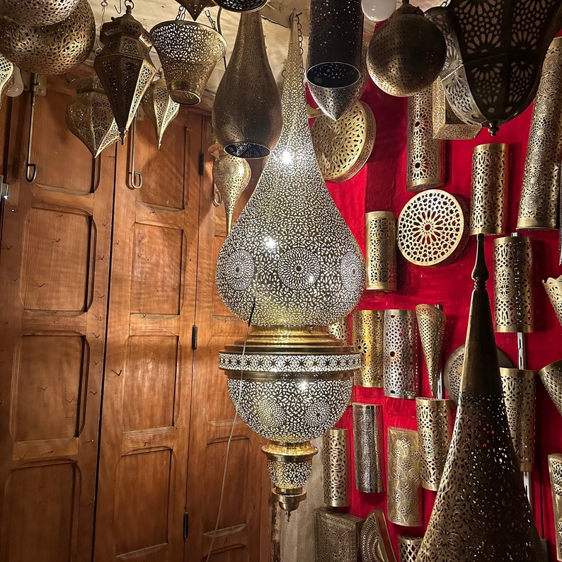 Order by Size : Moroccan Handmade Brass Ceiling Pendant Light (Laytmas)