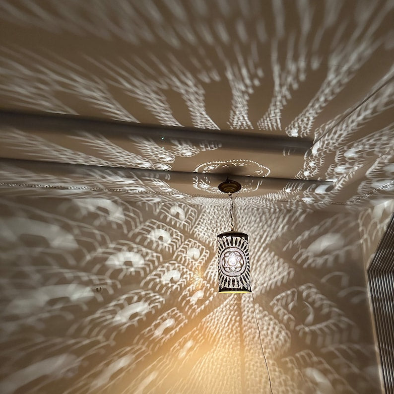 Order by Size : Moroccan Handmade Brass Ceiling Pendant Light (Tadast)