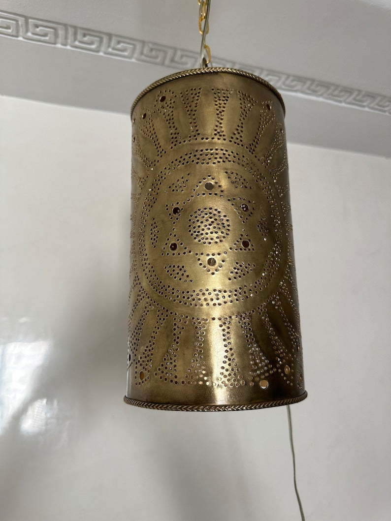Order by Size : Moroccan Handmade Brass Ceiling Pendant Light (Tadast)