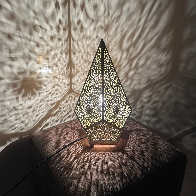 Moroccan Handmade Brass Table Lamp (Lana)