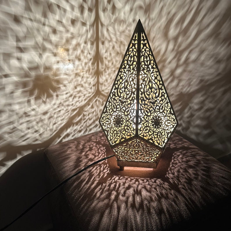 Moroccan Handmade Brass Table Lamp (Lana)