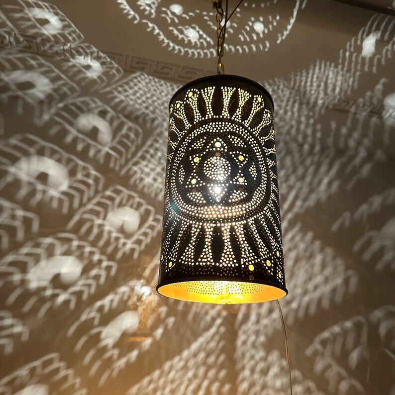 Order by Size : Moroccan Handmade Brass Ceiling Pendant Light (Tadast)
