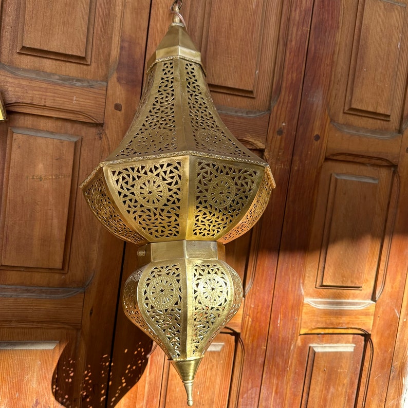 Order by Size : Moroccan Handmade Brass Ceiling Pendant Light (Izza)
