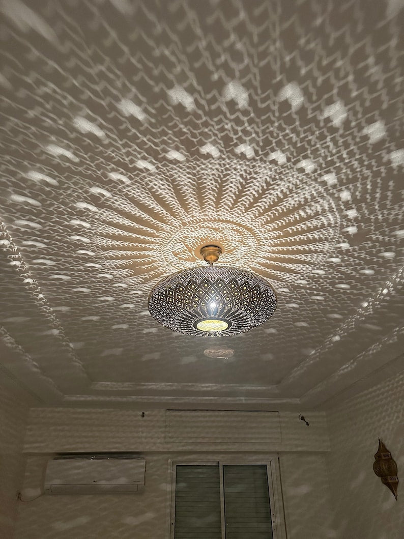Order by Size : Moroccan Handmade Brass Ceiling Pendant Light (Sadiya)