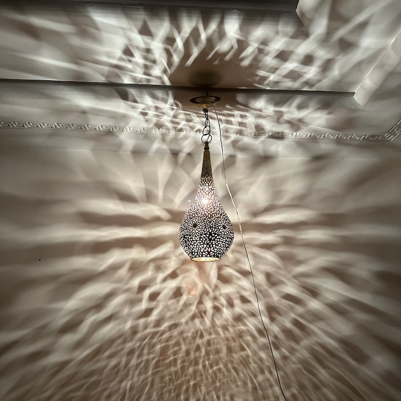 Order by Size : Moroccan Handmade Brass Ceiling Pendant Light (Rabia)