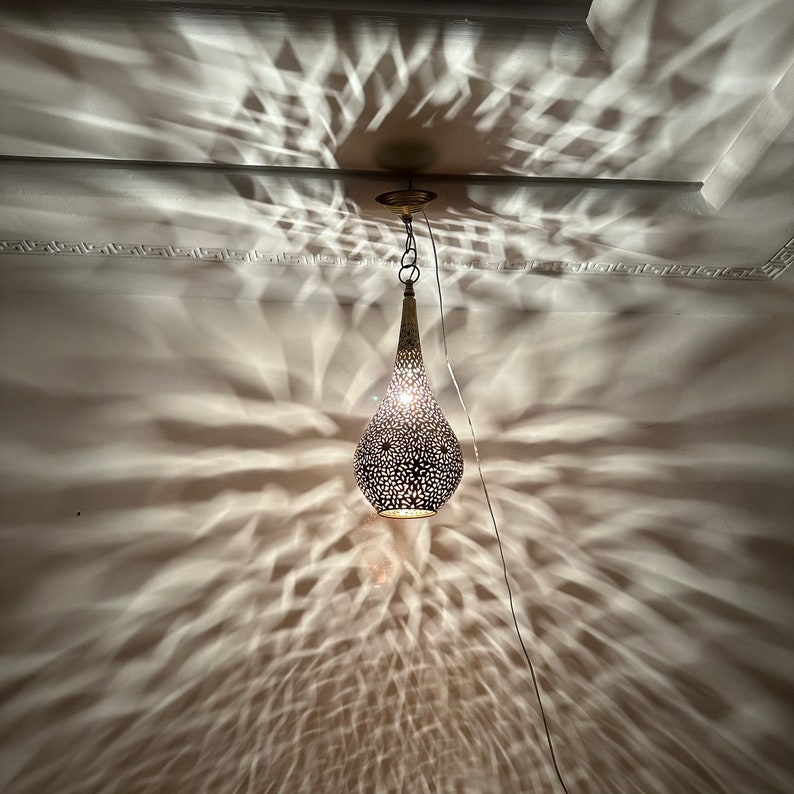 Order by Size : Moroccan Handmade Brass Ceiling Pendant Light (Jawah)