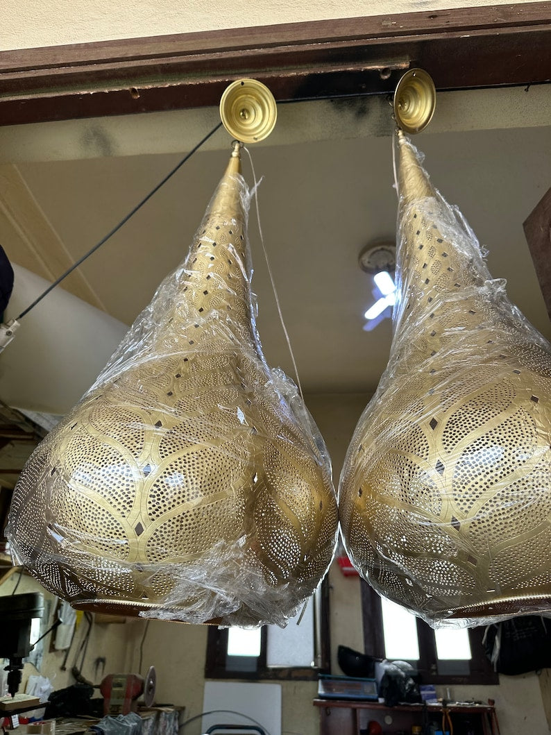 Order by Size : Moroccan Handmade Brass Ceiling Pendant Light (Kella)