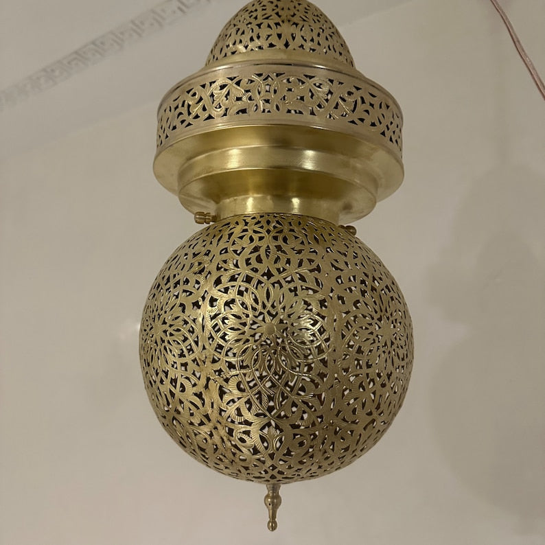 Order by Size : Moroccan Handmade Brass Ceiling Pendant Light (Asra)