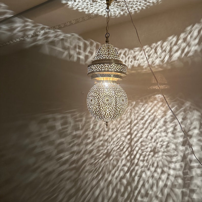 Order by Size : Moroccan Handmade Brass Ceiling Pendant Light (Asra)