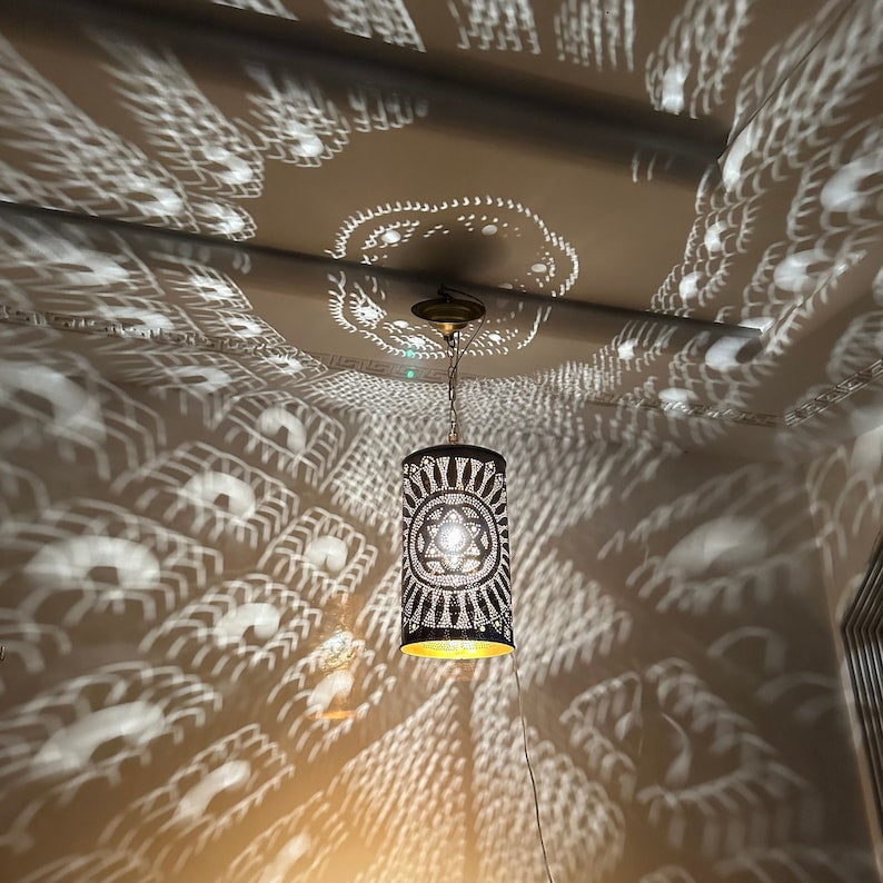 Order by Size : Moroccan Handmade Brass Ceiling Pendant Light (Tadast)
