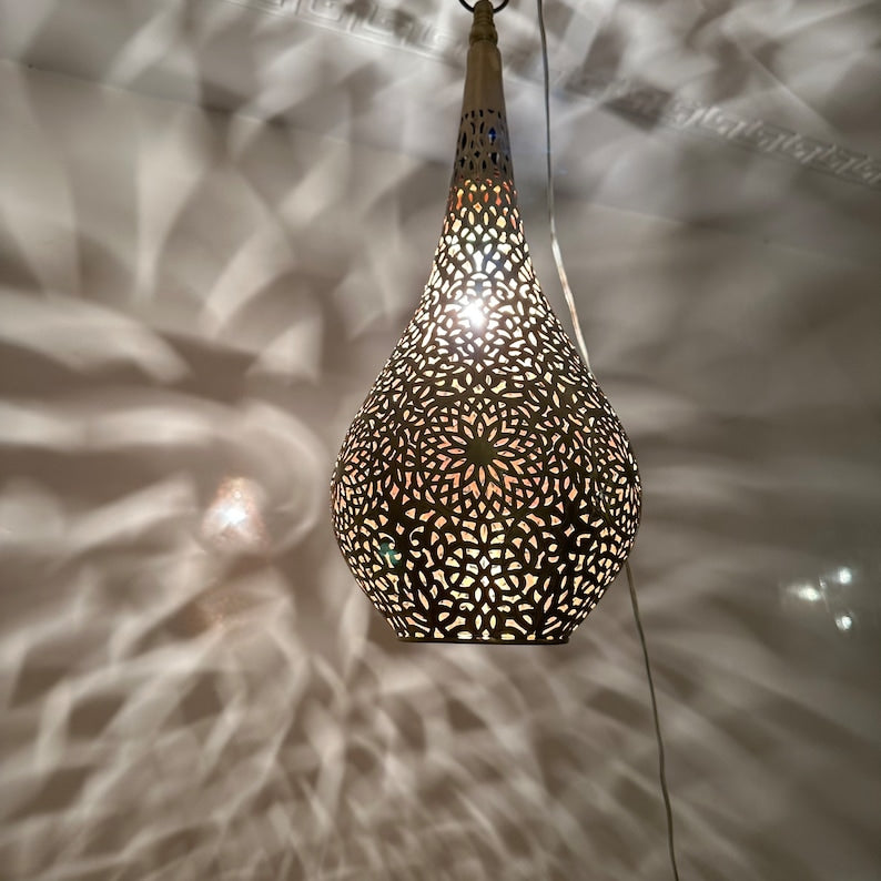 Order by Size : Moroccan Handmade Brass Ceiling Pendant Light (Rabia)