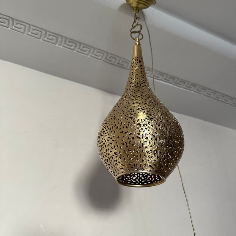 Order by Size : Moroccan Handmade Brass Ceiling Pendant Light (Jawah)
